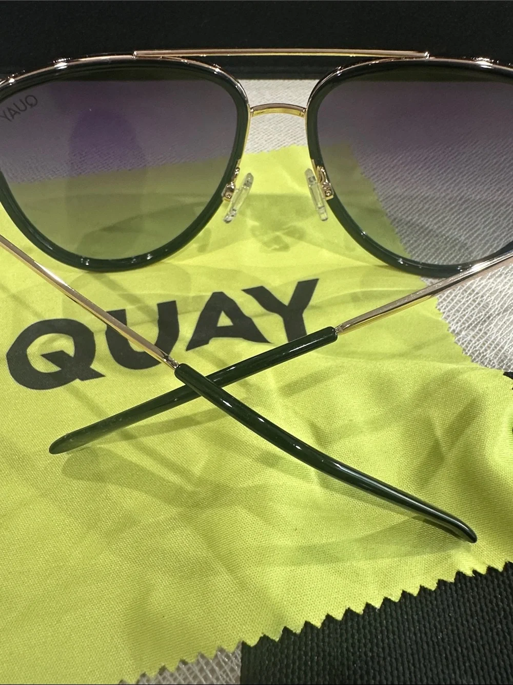 Quay Australia Aviator Sunglasses in Black with Gold Frame